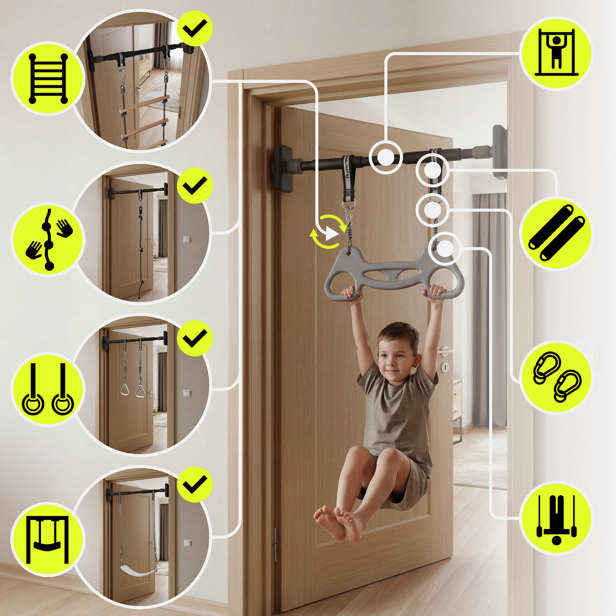 Ensemble Gym Escalade 6 en 1 Aire de Jeux Maison Jardin EN71 Max 100kg 3 Ans+ 4/7