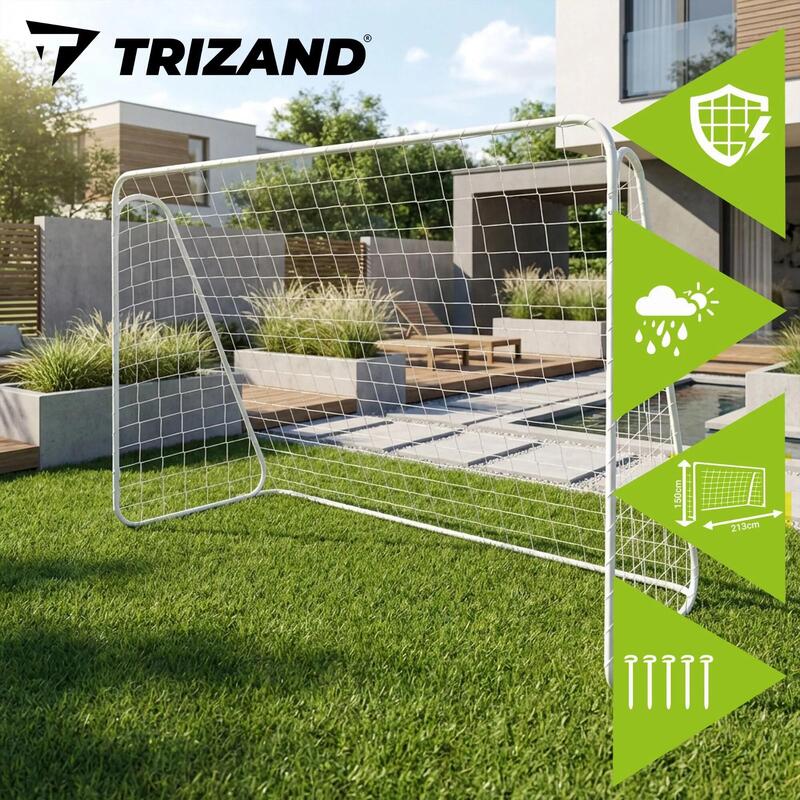 Poarta fotbal XXL, cadru metalic, plasa inclusa, ancore fixare, 213x150x90 cm