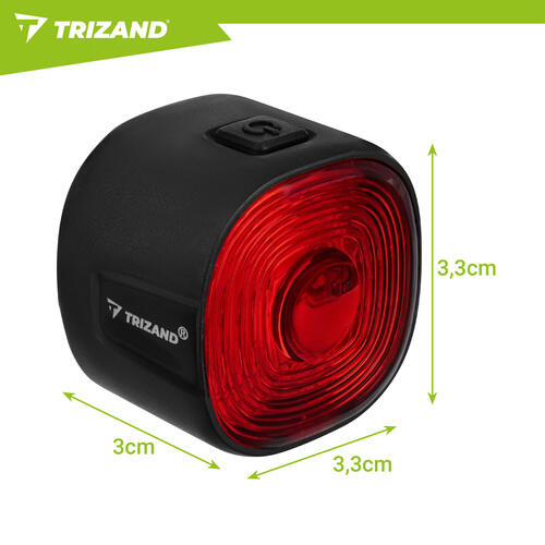 Stop bicicleta LED, 17 LED-uri, 6 moduri iluminare, USB-C, IP66