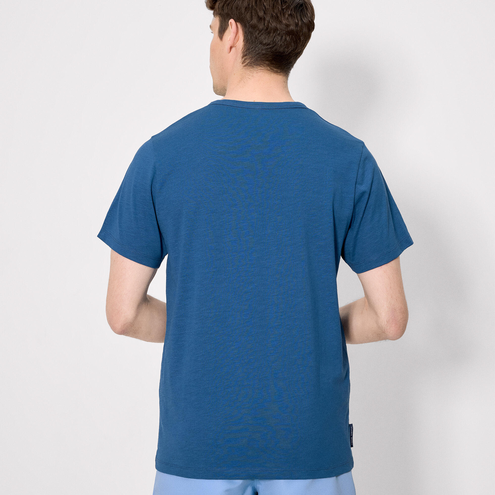 T-shirt basique à manches courtes et col henley, bleu 2/3