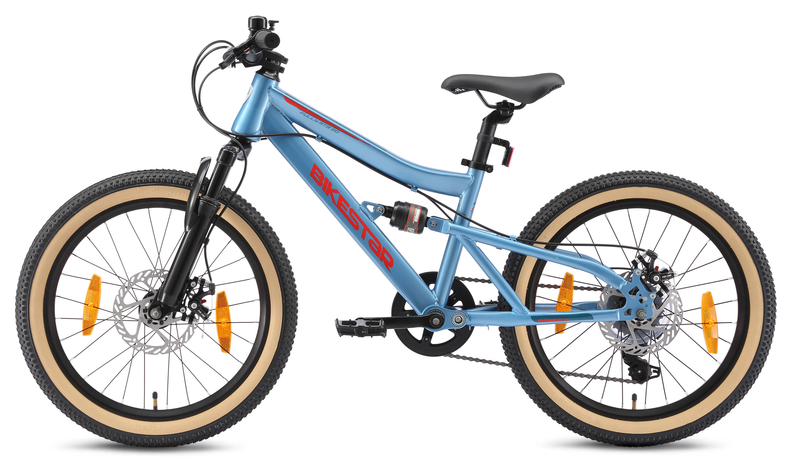 MTB 20" kinderfiets 6 jaar, volledig geveerde, 7 versnellingen, schijfremmen 3/7