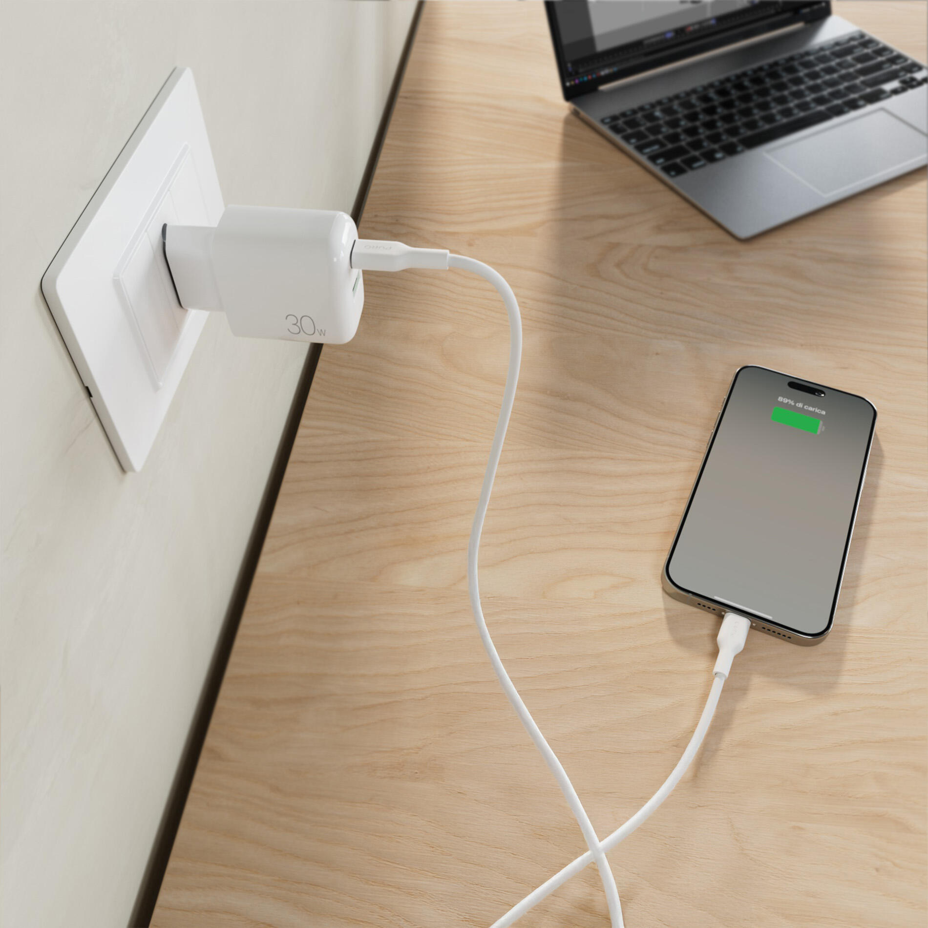 Kit Energia 30W USB‑A/USB‑C + cavo USB‑C 6/6