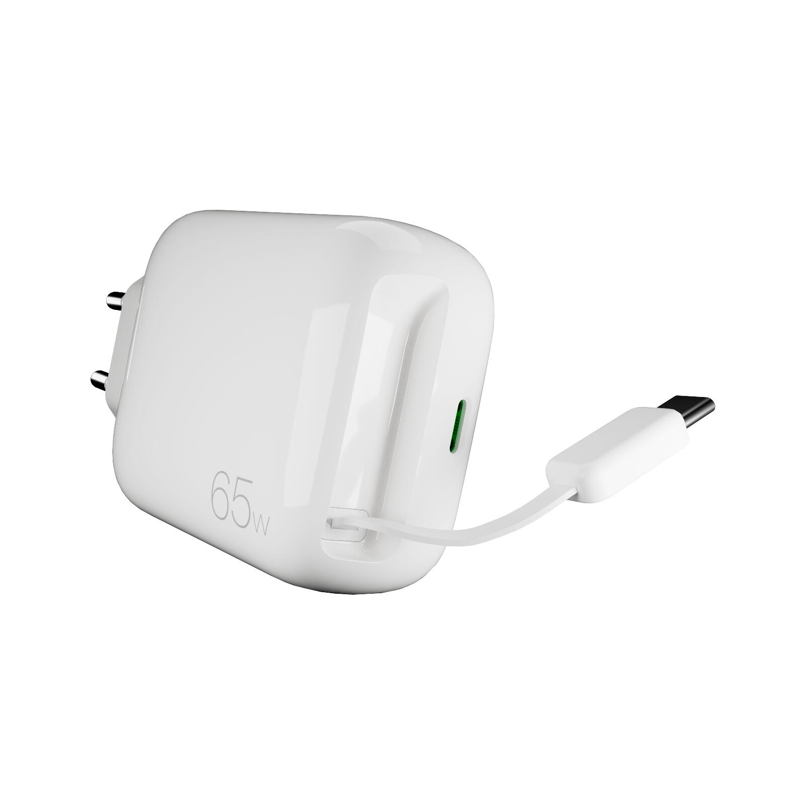 Caricatore GaN 65W con cavo USB‑C retrattile 6/7