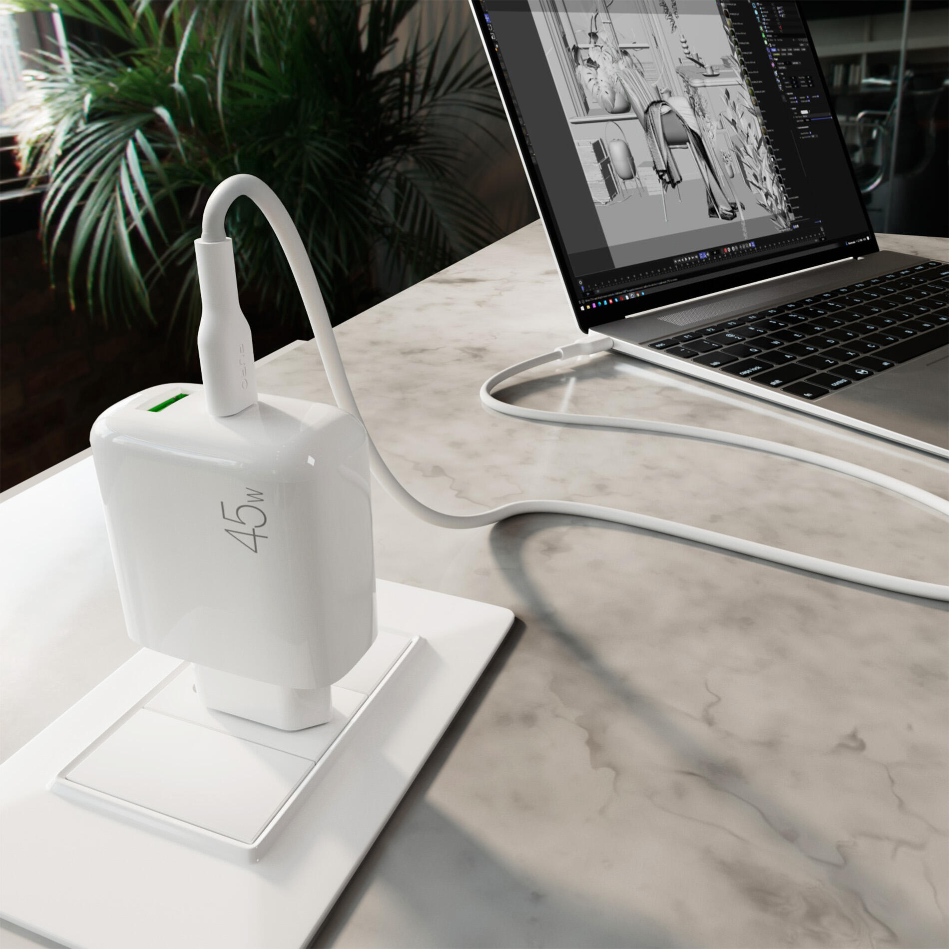 Kit Energia 45W USB‑A/USB‑C + cavo USB‑C 6/6