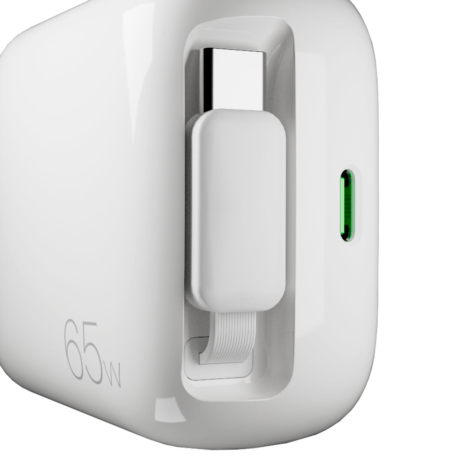 Caricatore GaN 65W con cavo USB‑C retrattile 5/7