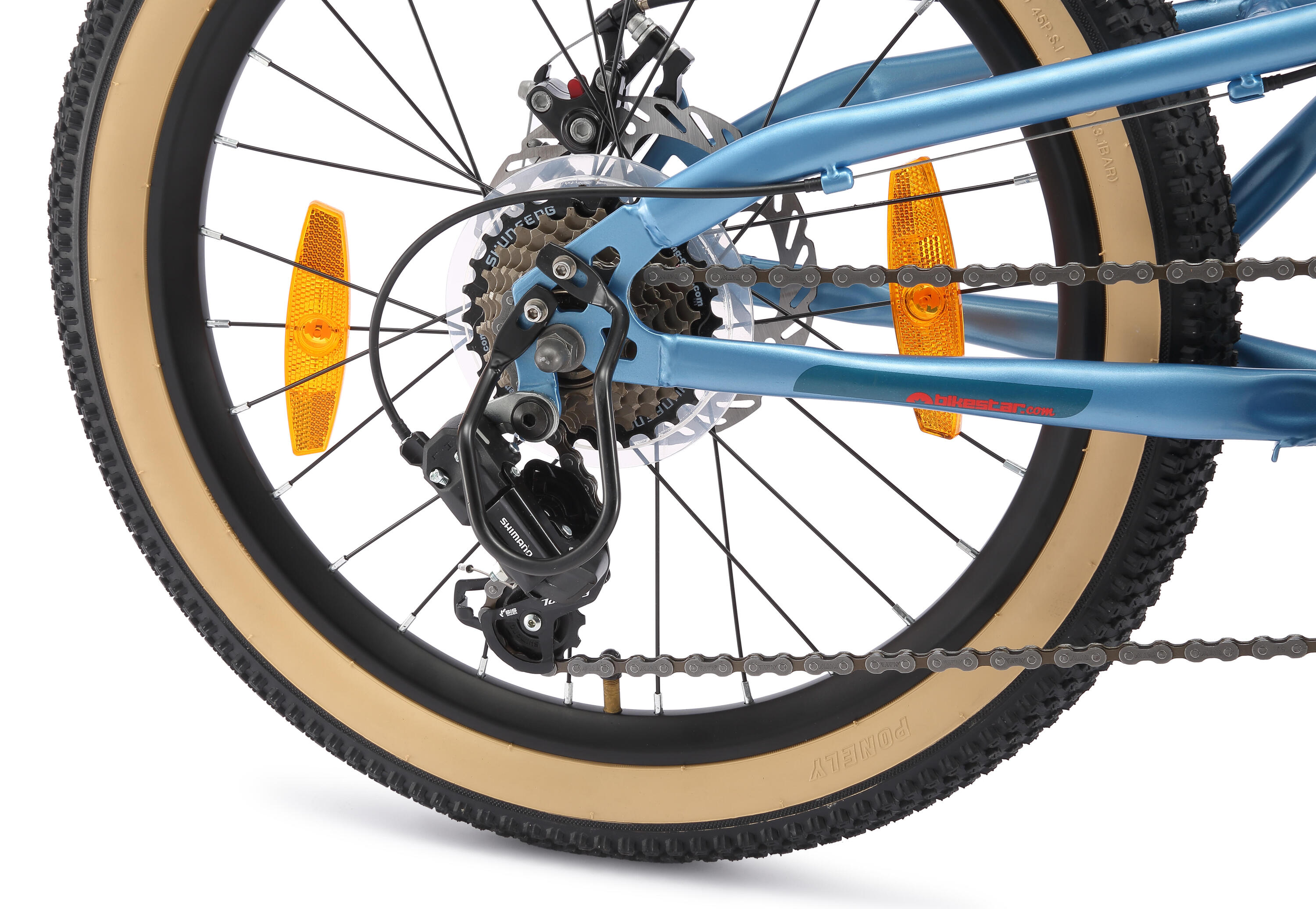 MTB 20" kinderfiets 6 jaar, volledig geveerde, 7 versnellingen, schijfremmen 5/7