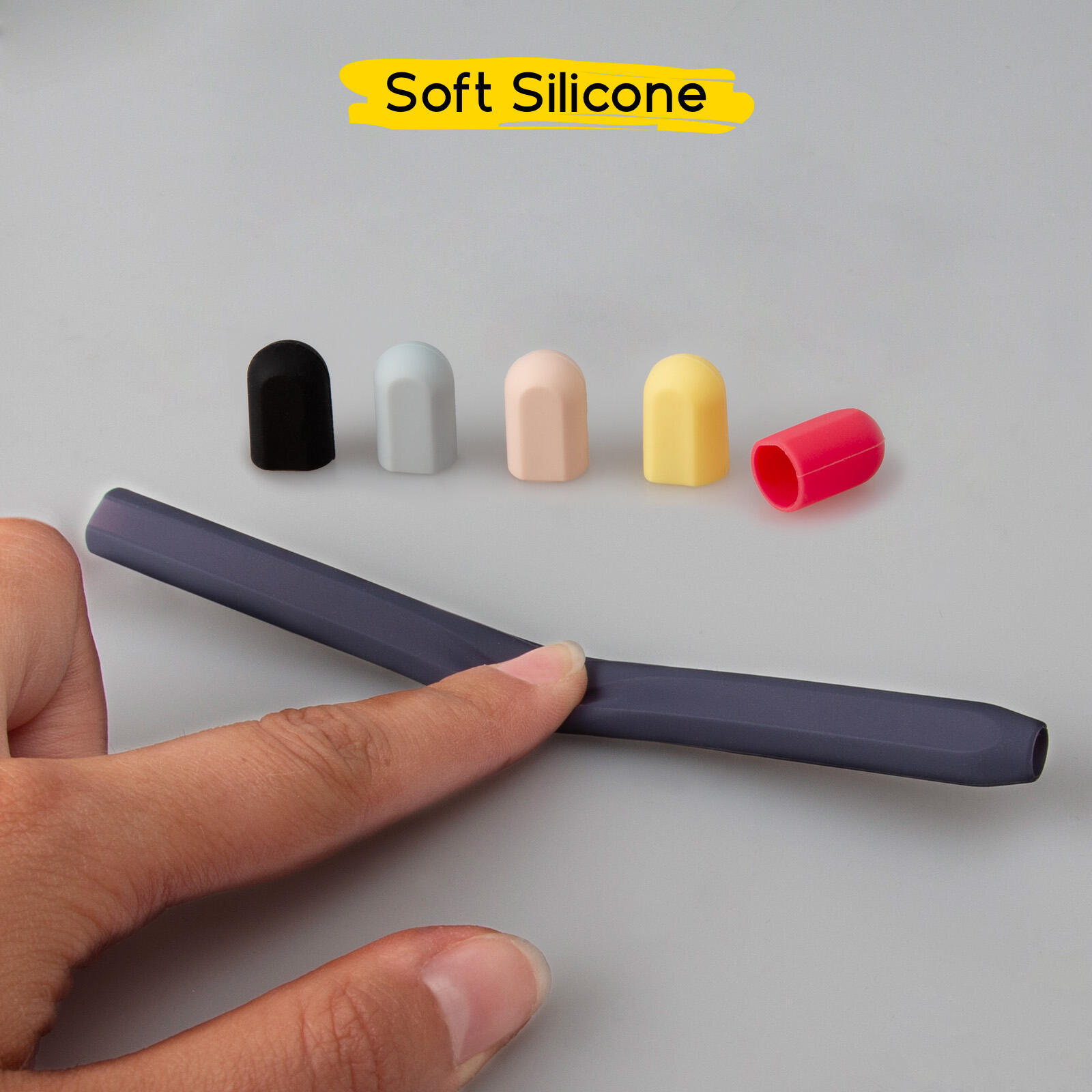 Étui bleu pour Apple Pencil avec 5 capuchons colorés 4/5