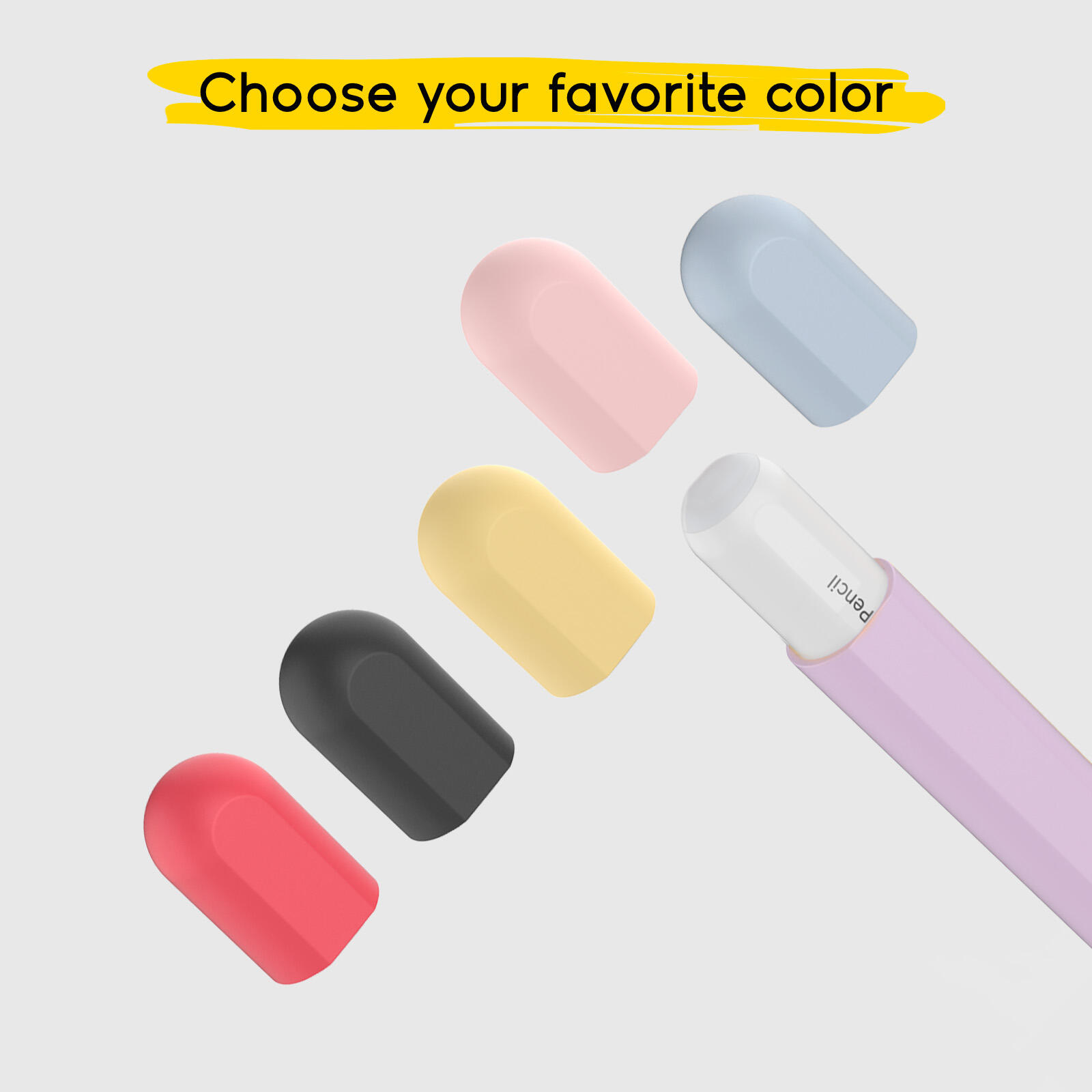 Custodia skin lilla per Apple Pencil con 5 cap 3/5