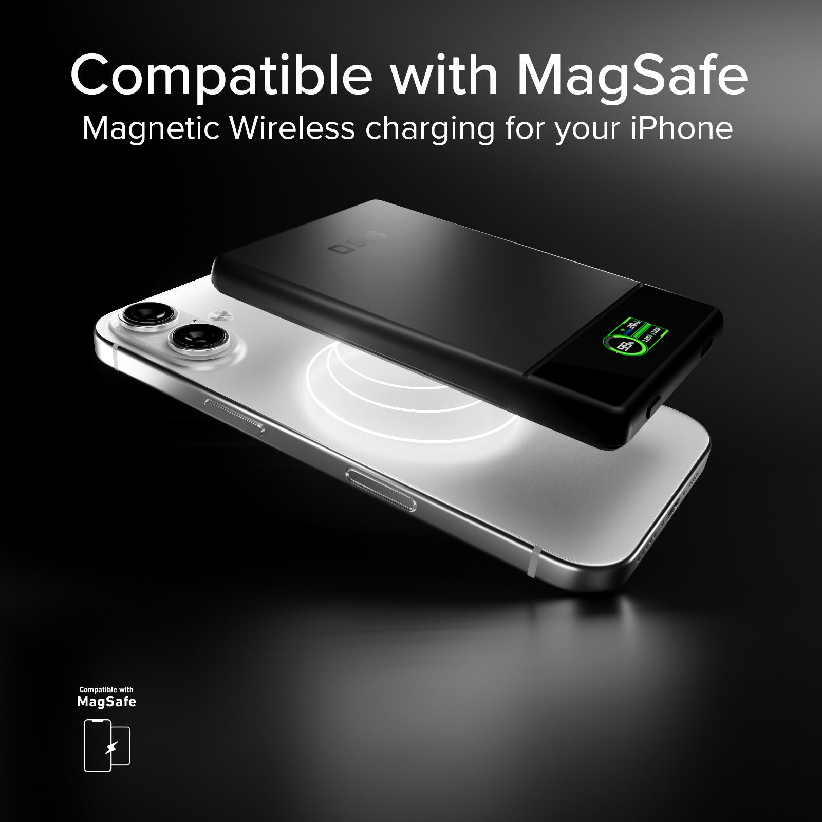 Power bank magnetico 5000 mAh con display e ricarica 15W 6/7