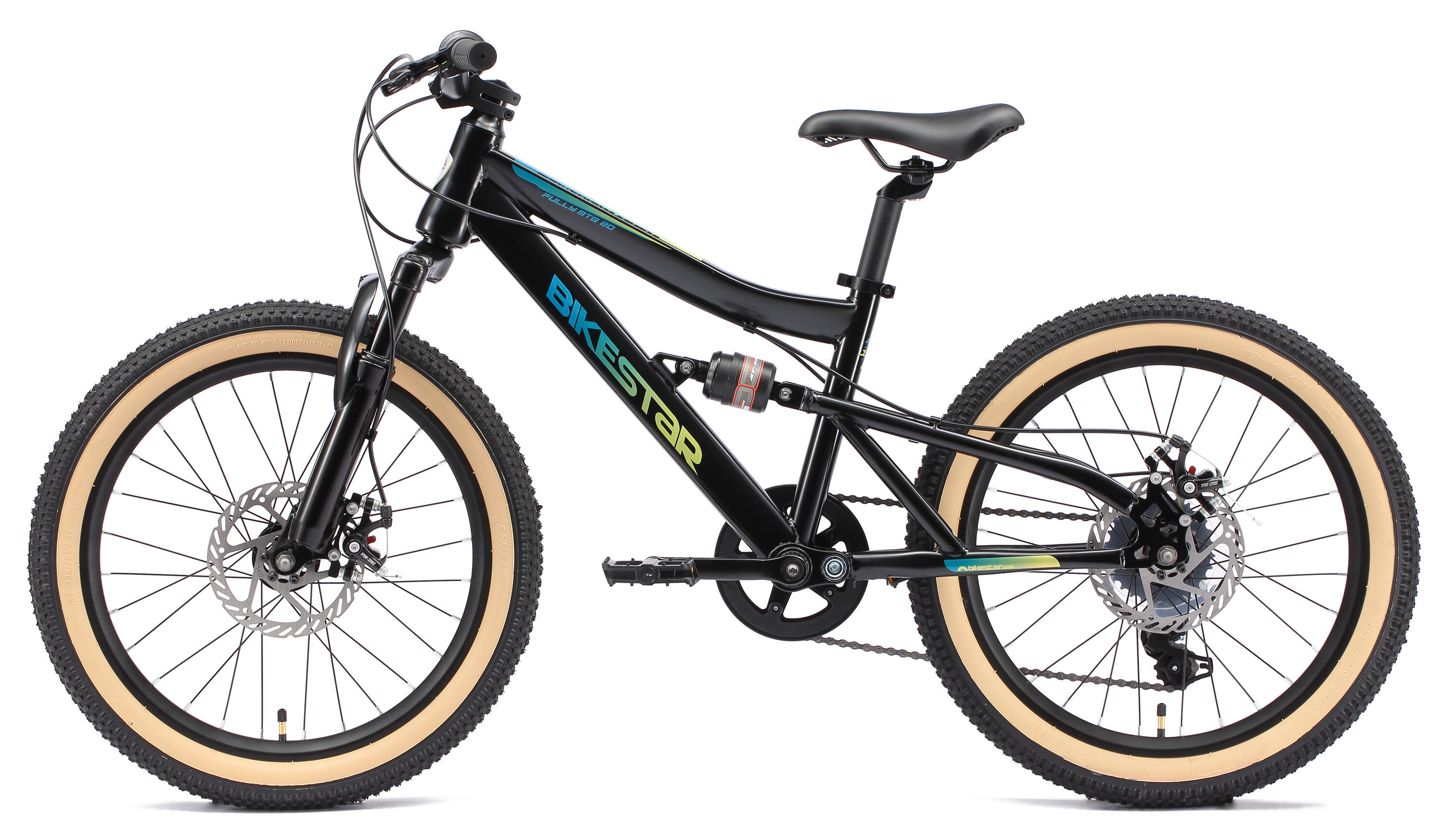 MTB 20" kinderfiets 6 jaar, volledig geveerde, 7 versnellingen, schijfremmen 3/7