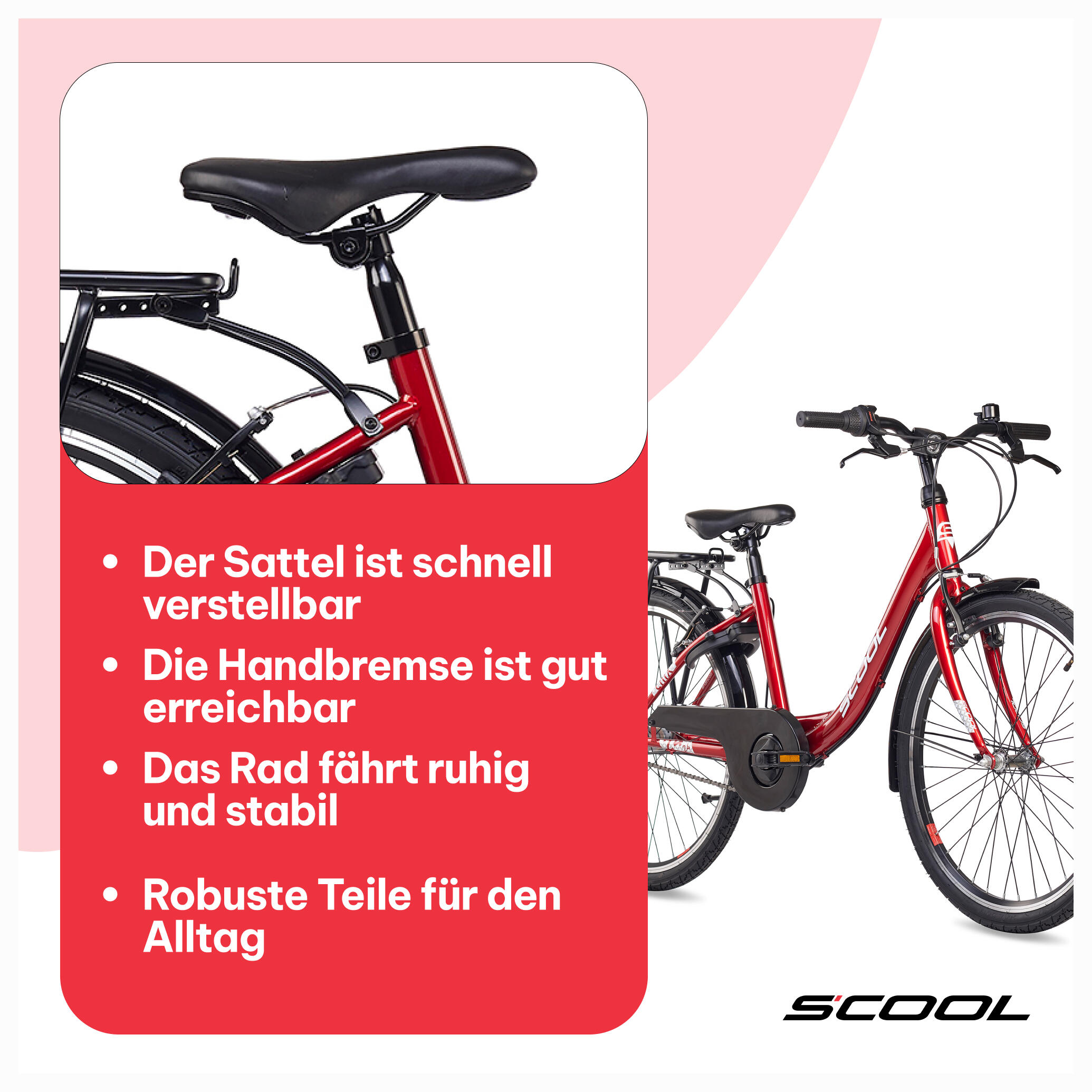 chiX, 24 Zoll Kinderfahrrad, 3-Gang, Rot/Weiß, 130–145 cm 7/7