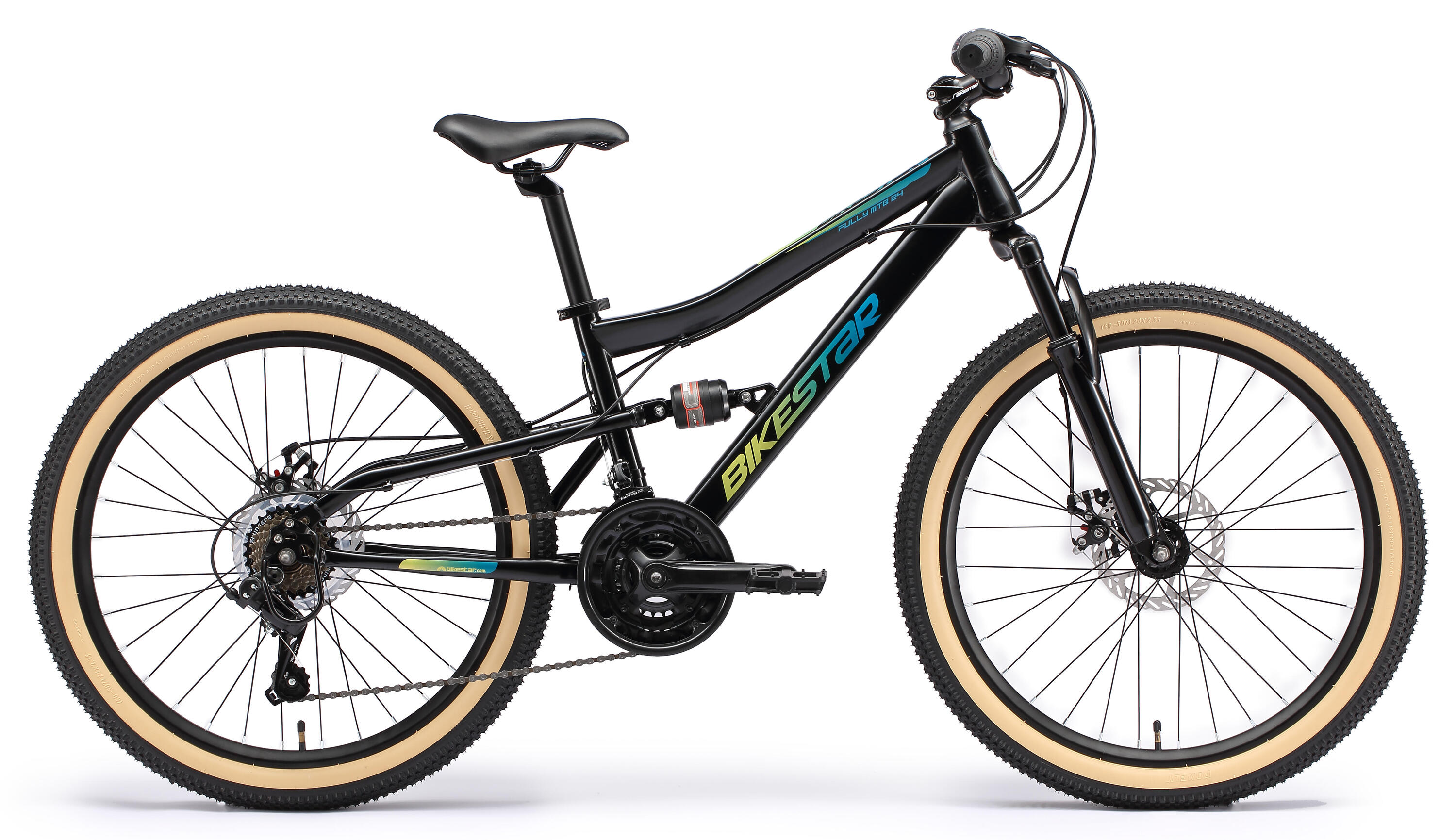 MTB 24" kinderfiets 9 jaar, volledig geveerde, 21 versnellingen, schijfremmen 2/7