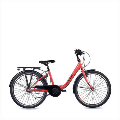 Kinderfiets voor meisjes scool chix-n3-3 versnellingen-coral-dark-red-terugtrapr