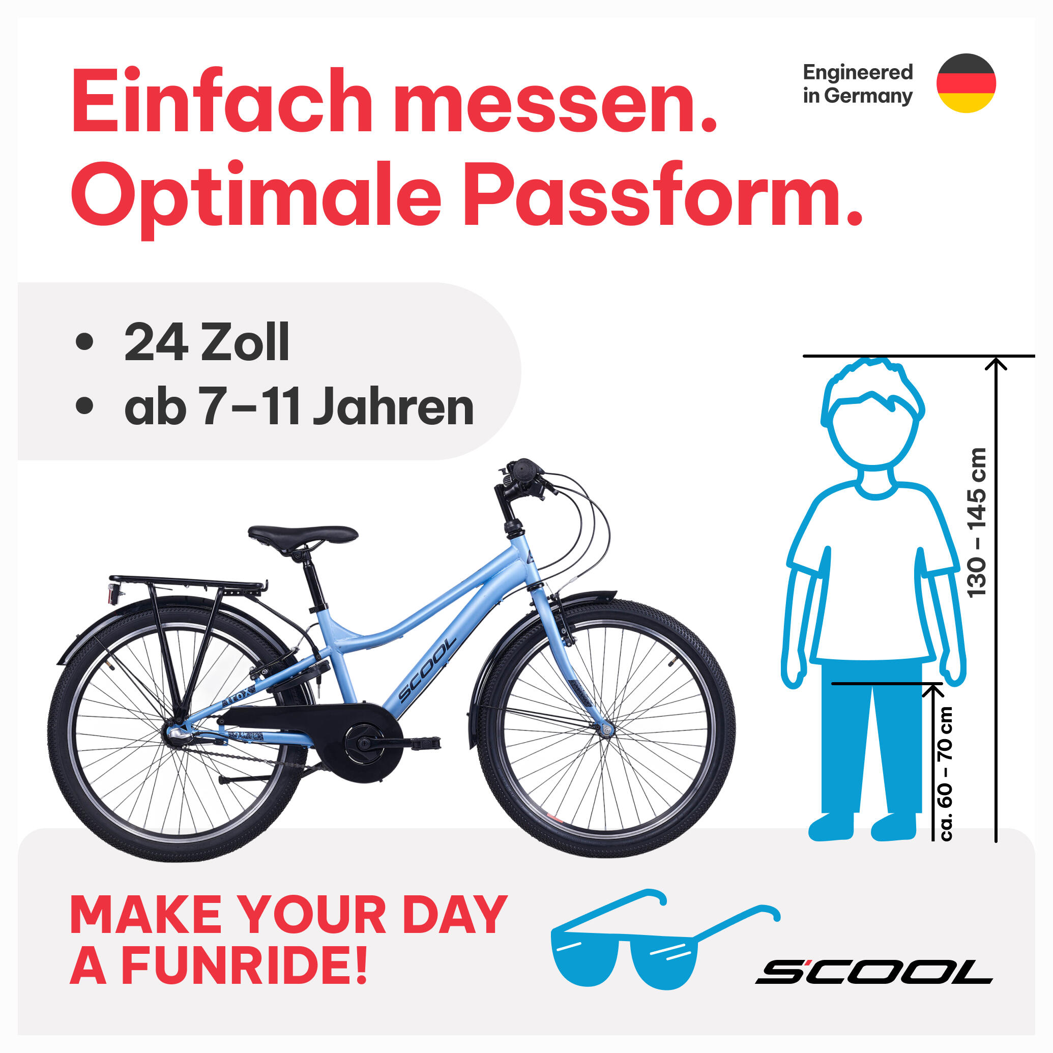 troX, 24 Zoll Kinderfahrrad, 3-Gang, Hellblau/Dunkelblau, 130–145 cm 2/7