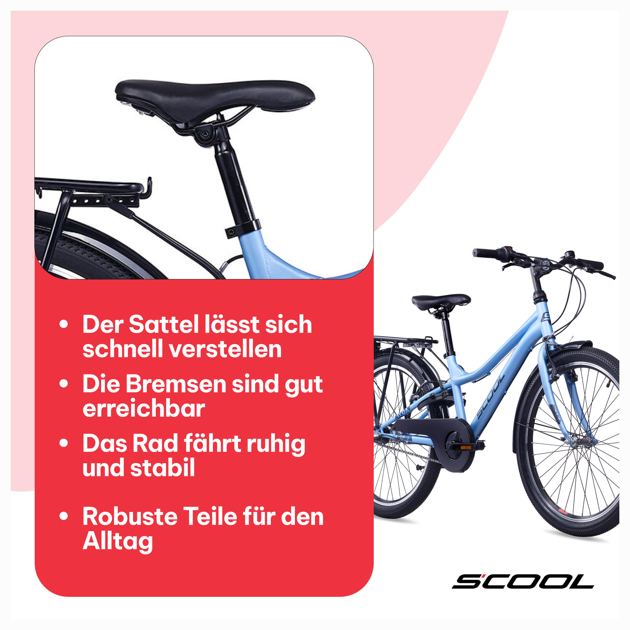 troX, 24 Zoll Kinderfahrrad, 3-Gang, Hellblau/Dunkelblau, 130–145 cm 7/7