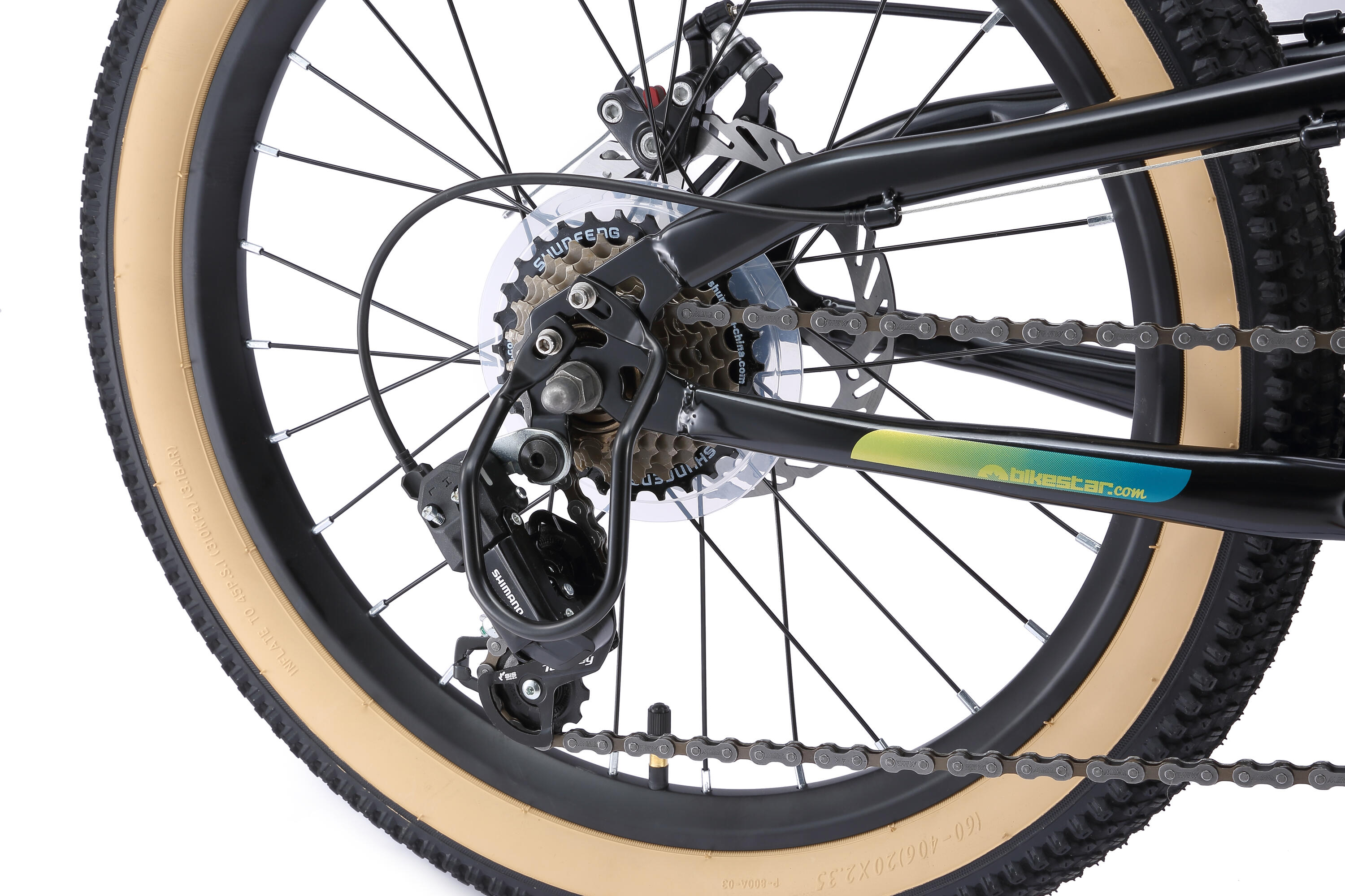 MTB 20" kinderfiets 6 jaar, volledig geveerde, 7 versnellingen, schijfremmen 5/7