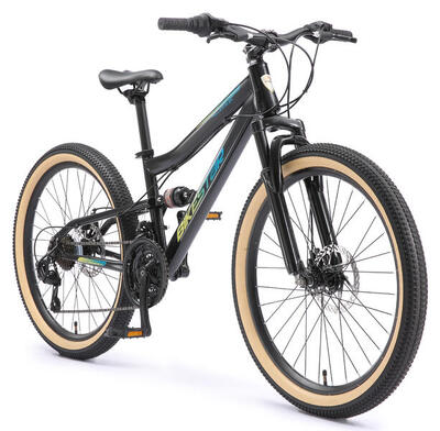 Mtb 24" kinderfiets 9 jaar, volledig geveerde, 21 versnellingen, schijfremmen