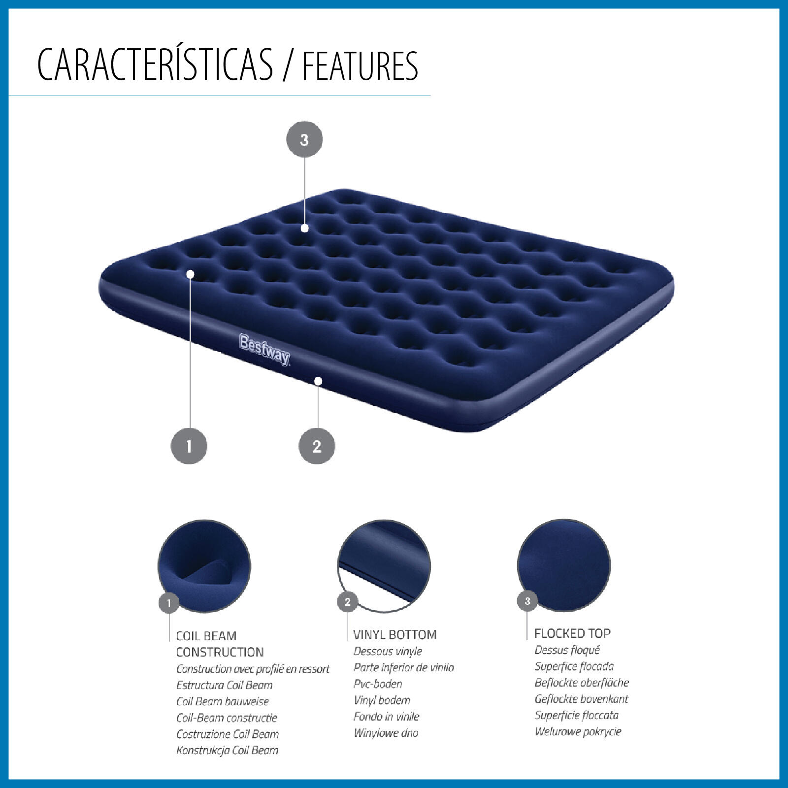 Bestway King Flocked Airbed  Inflatable Home Camping Airbeds 2/4
