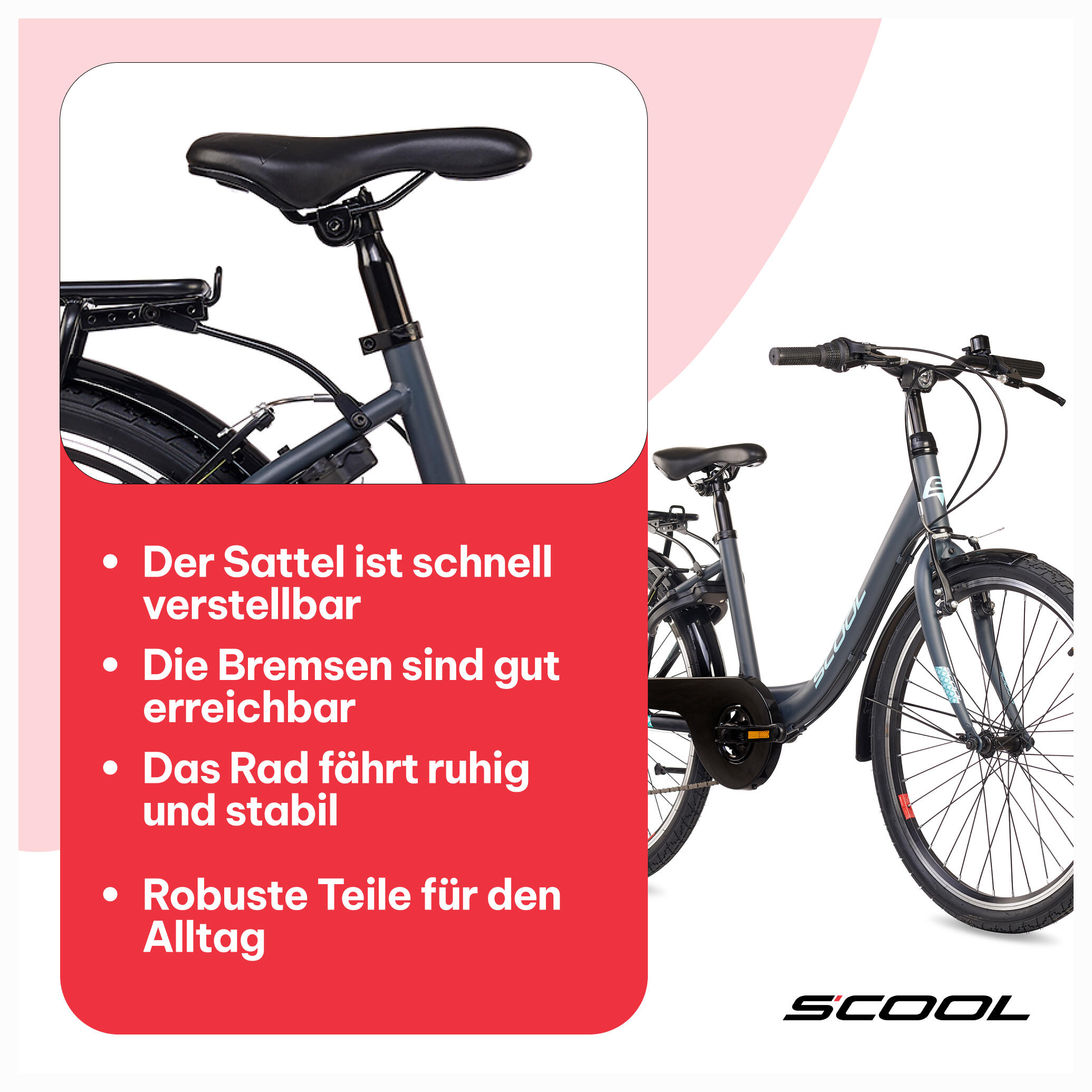 chiX, 24 Zoll Kinderfahrrad, 6-Gang, Dunkelgrau/Türkis, 130–145 cm 7/7