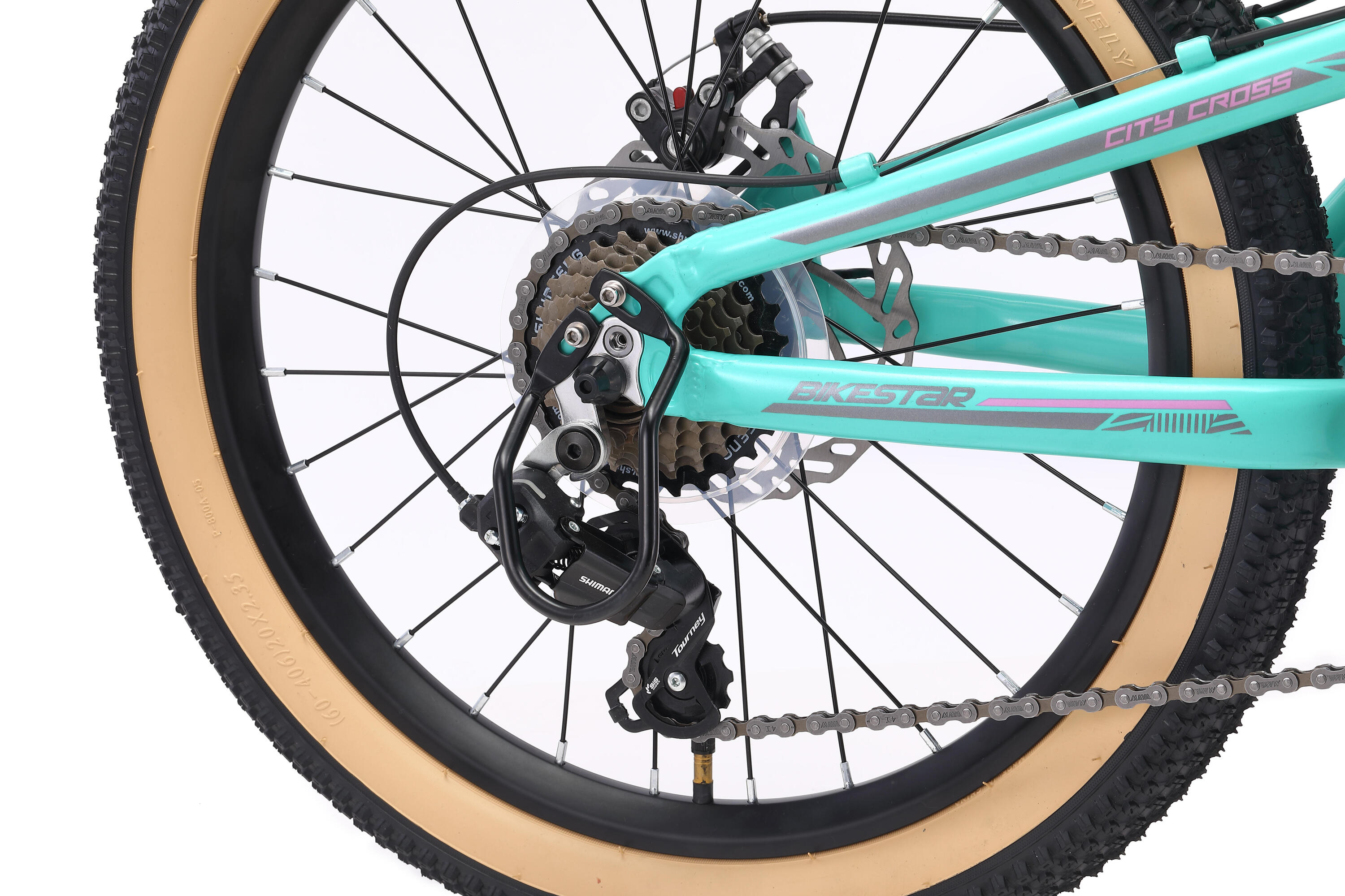MTB 20" aluminium, kinderfiets 6 jaar, hardtail, 21 versnellingen, schijfremmen 5/7