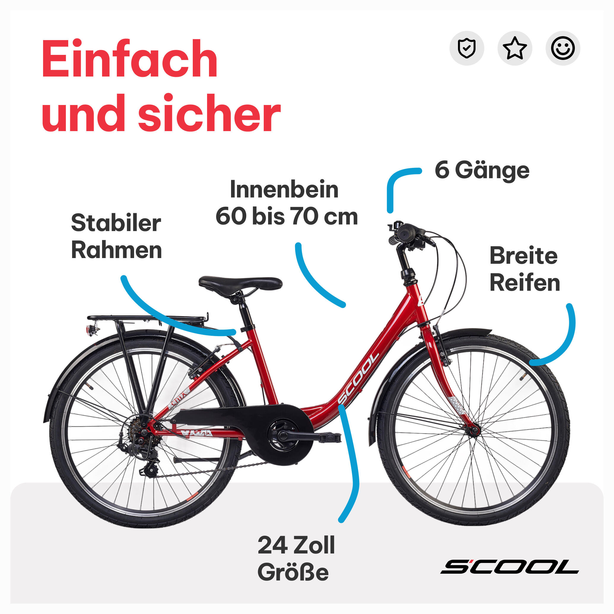 Kinderfiets voor meisjes SCOOL chiX K6 met 6 versnellingen en derailleur 5/7
