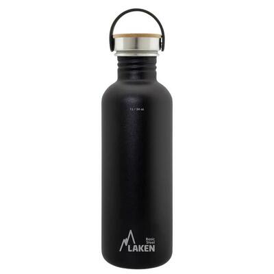 Borraccia in acciaio inox Basic Steel con tappo Bamboo – LAKEN