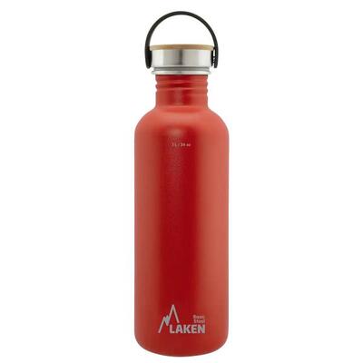 Borraccia in acciaio inox Basic Steel con tappo Bamboo – LAKEN