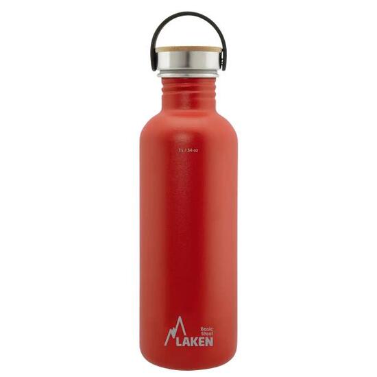 Borraccia in acciaio inox Basic Steel con tappo Bamboo – LAKEN