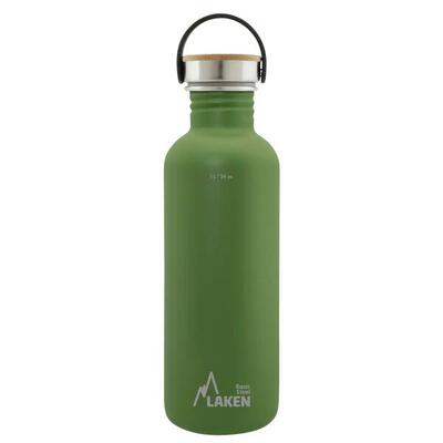 Borraccia in acciaio inox Basic Steel con tappo Bamboo – LAKEN