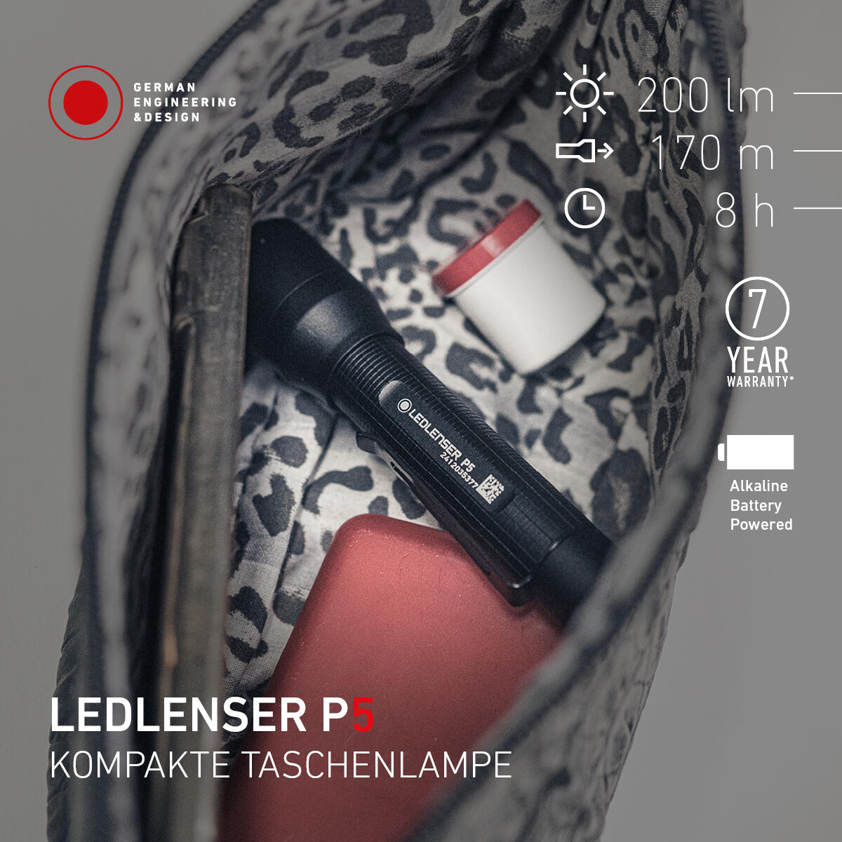 Lampe torche LED à piles – 200 lm, IP54, portée 170 m, 1xAA – P5 3/7