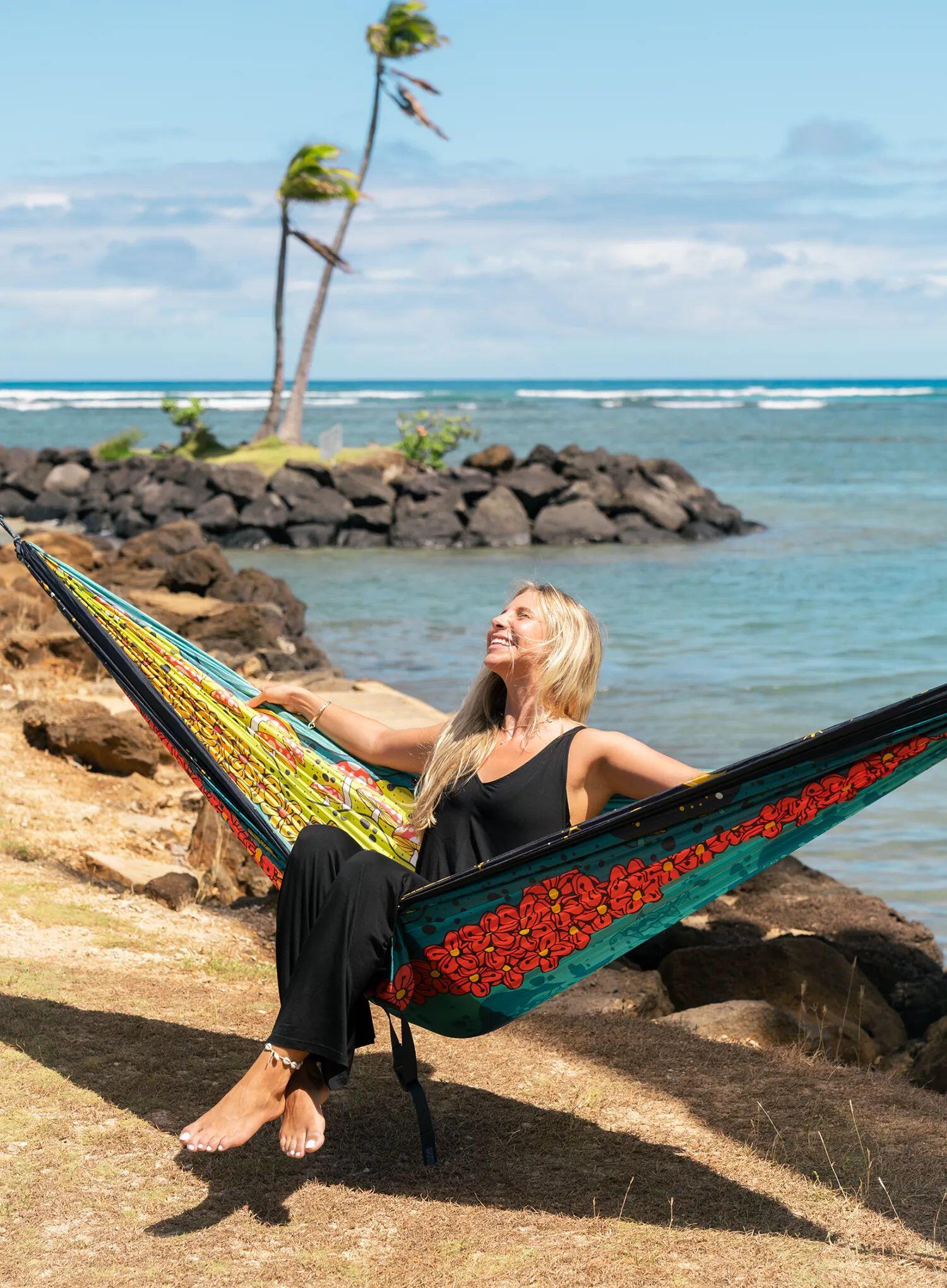 Hamak turystyczny ENO DoubleNest Print Hammock - day to night 2/7