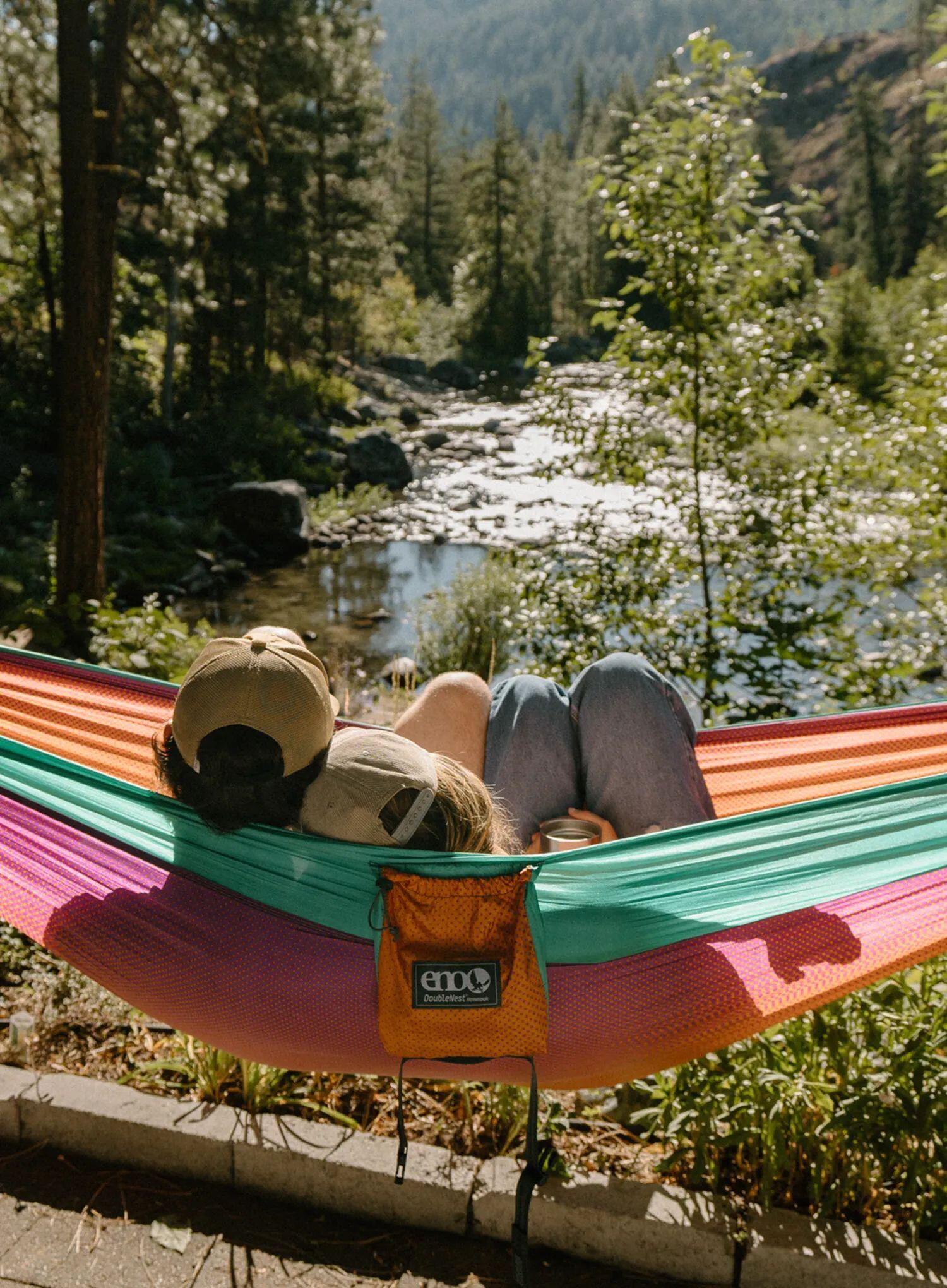 Hamak turystyczny dwuosobowy ENO DoubleNest Print Hammock - fade/seaglass 3/7