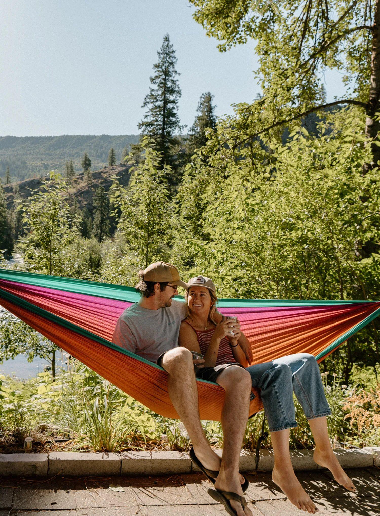 Hamak turystyczny dwuosobowy ENO DoubleNest Print Hammock - fade/seaglass 2/7