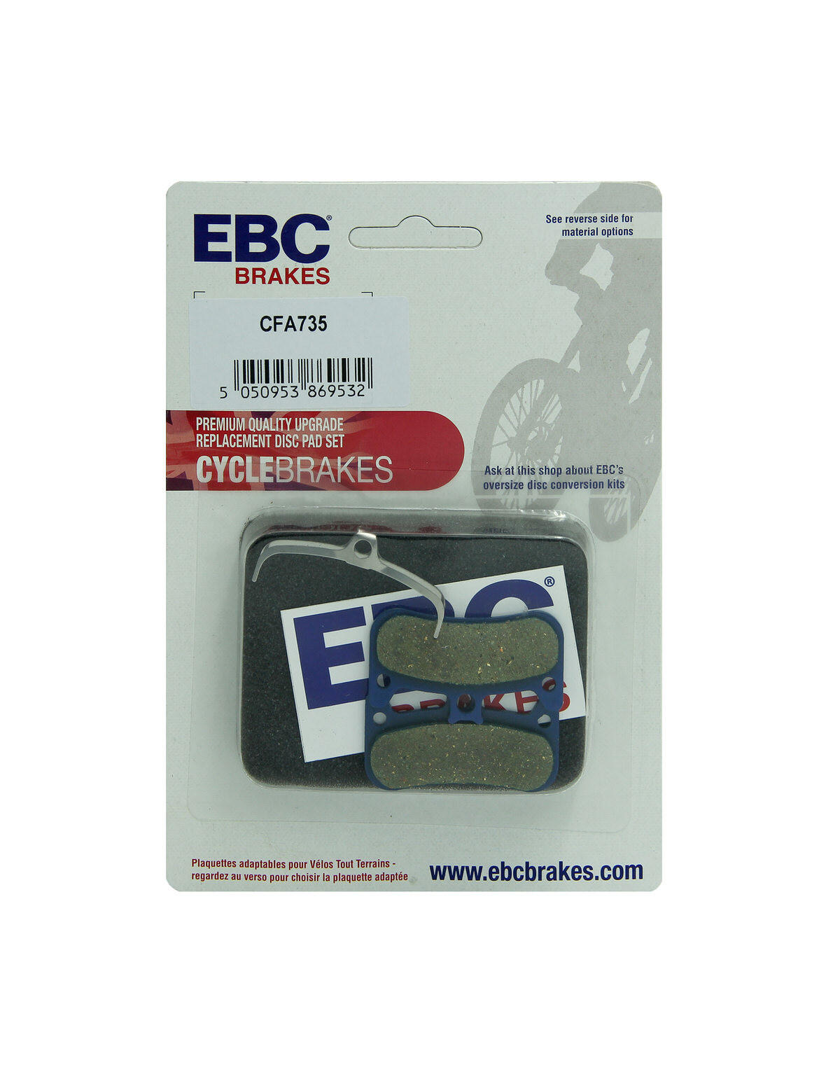 Klocki hamulcowe rowerowe (organiczne) EBC Brakes CFA735 2/2