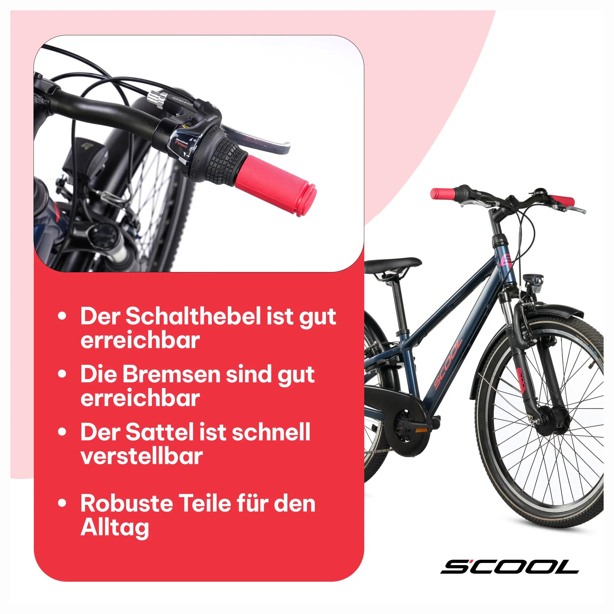 troX pro, 24 Zoll Kinderfahrrad, 7-Gang, Dunkelblau/Pink, 130–150 cm 7/8