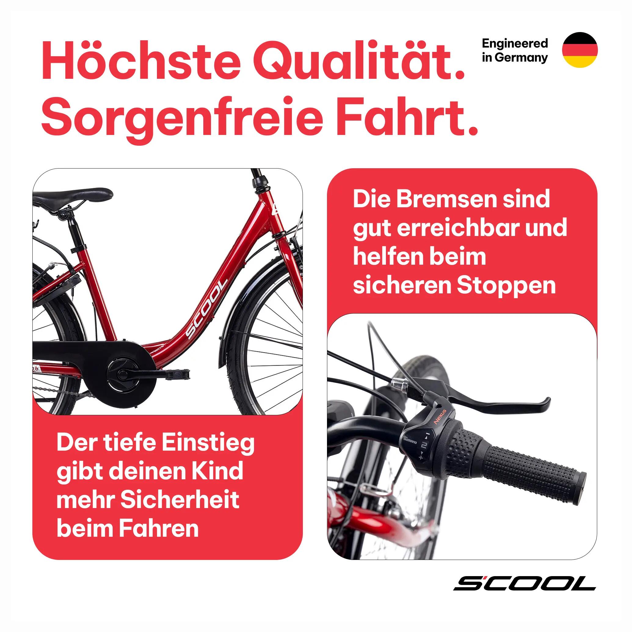 chiX 26, Kinderfahrrad, 3-Gang, Rot/Weiß, 140–160 cm 3/8