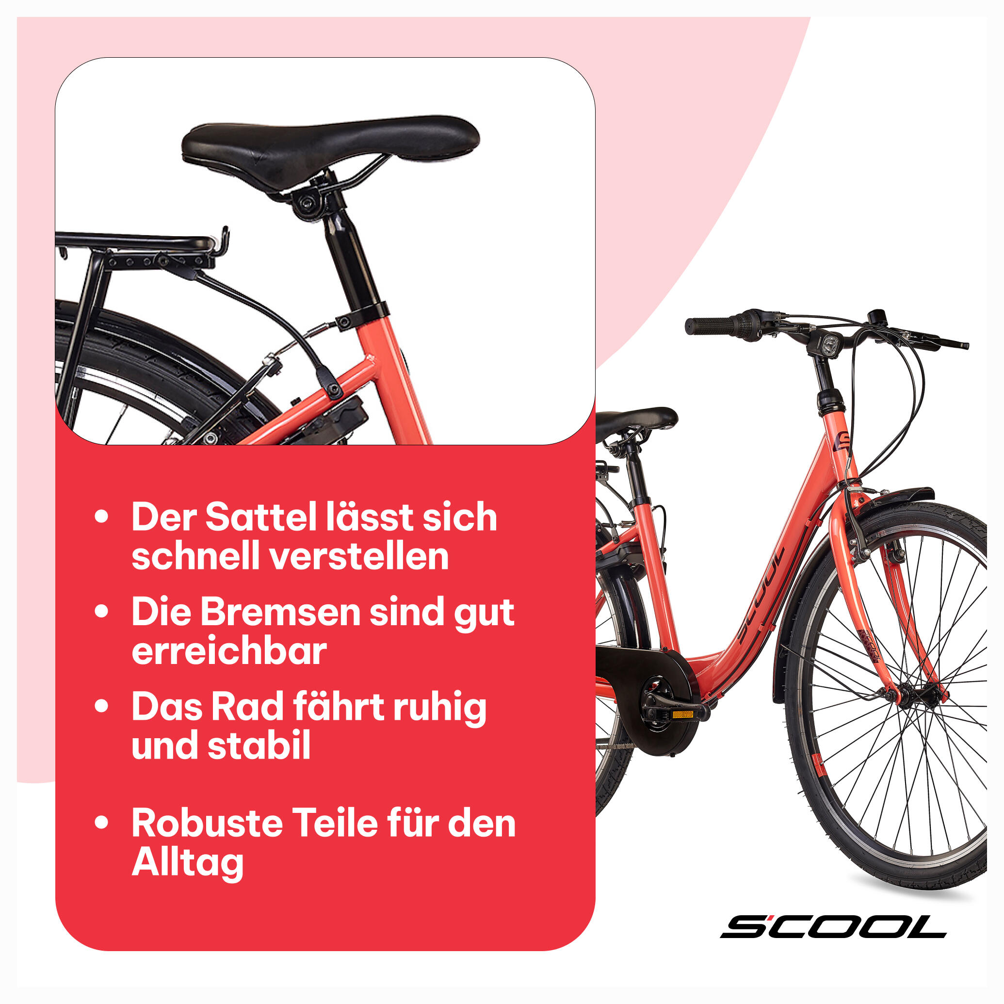 chiX 26, Kinderfahrrad, 6-Gang, Koralle/Dunkelrot, 140–160 cm 7/7