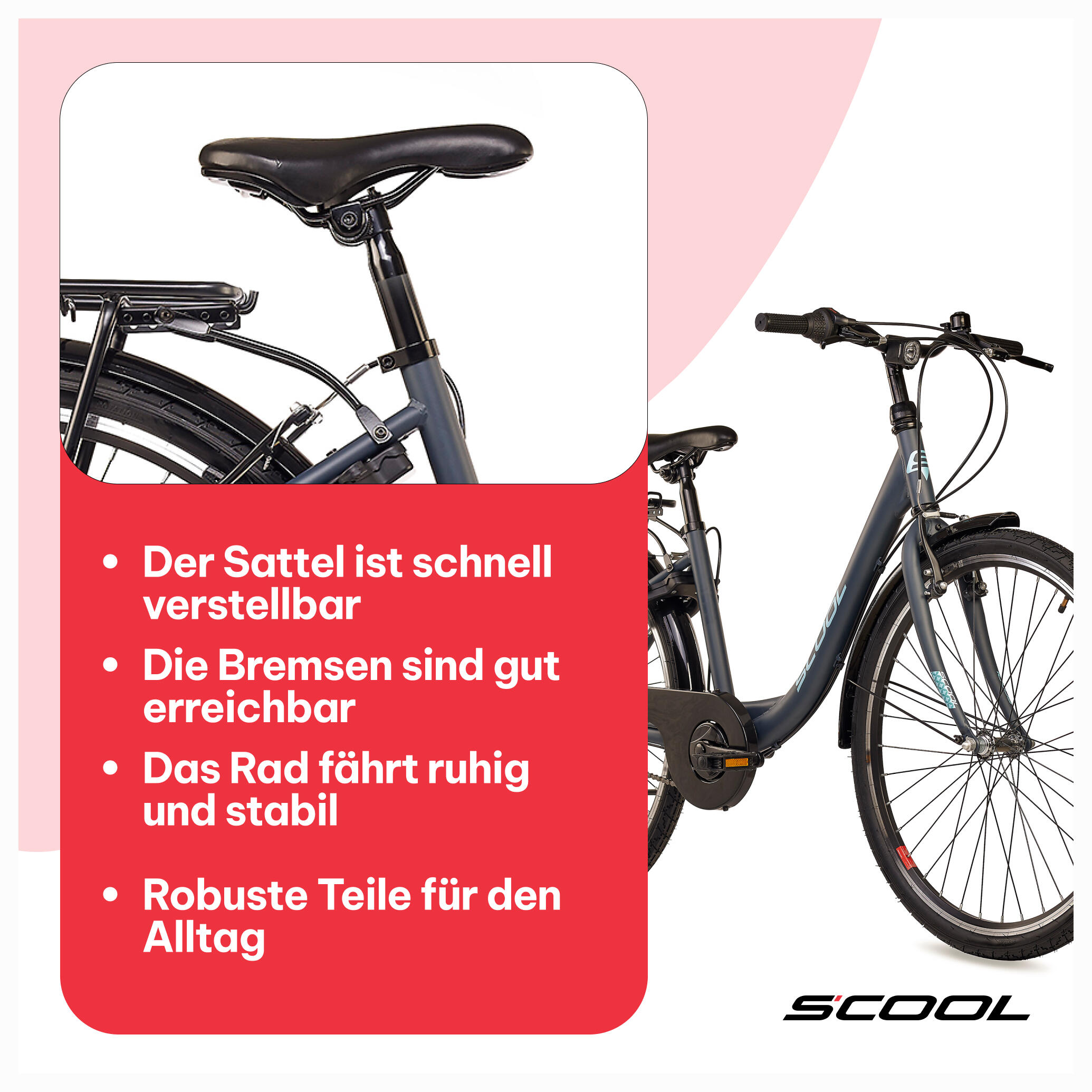 Kinderfiets voor meisjes SCOOL chiX-N3-3 versnellingen-Coral-Dark-Red-Terugtrapr 7/7