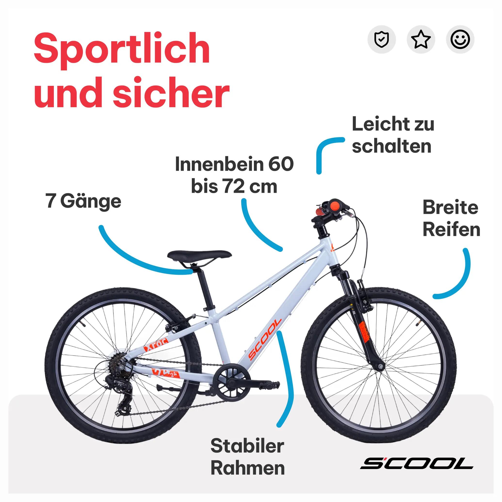 Vélo enfant 20/24/26 pouces Xroc pro 7 vitesses freins V-brake à partir de 6 ans 5/7