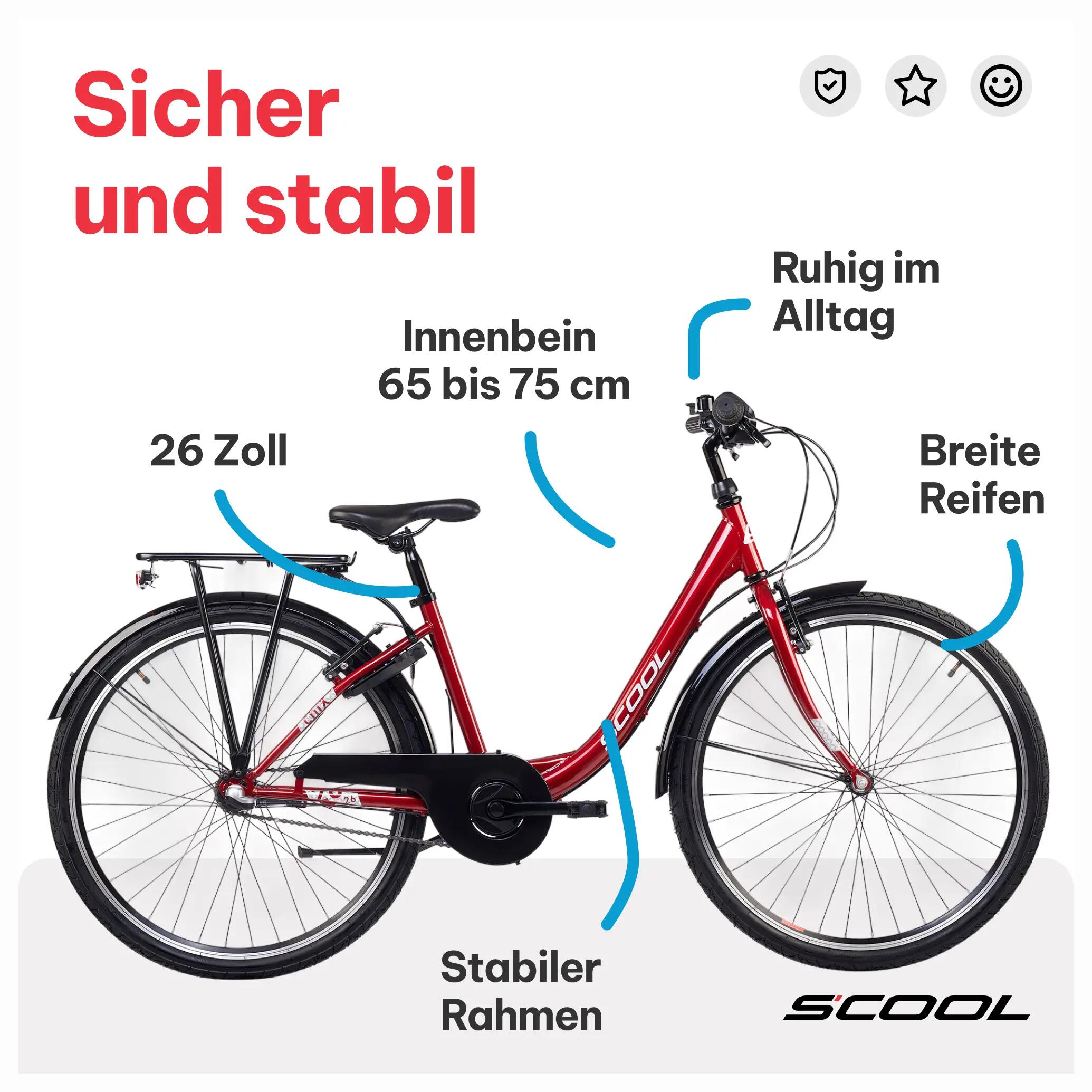 chiX 26, Kinderfahrrad, 3-Gang, Rot/Weiß, 140–160 cm 5/8