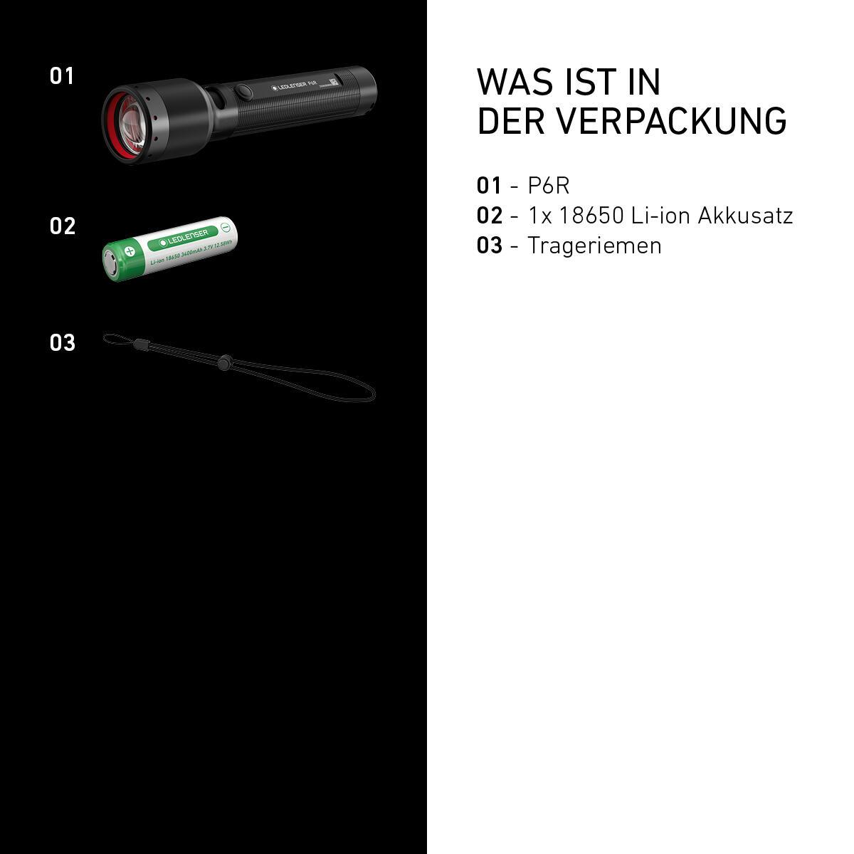 Lampe torche LED rechargeable – 1200 lm, IP68, portée 320 m, USB-C – P6R 6/7