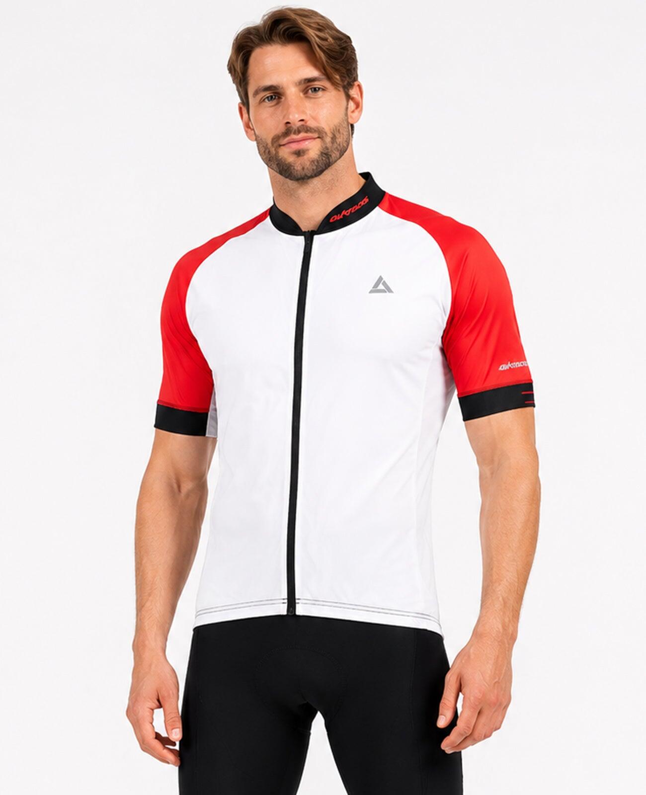 Herren Fahrradtrikot Kurzarm Radtrikot Pro Line Weiss Rot Schwarz 1/4