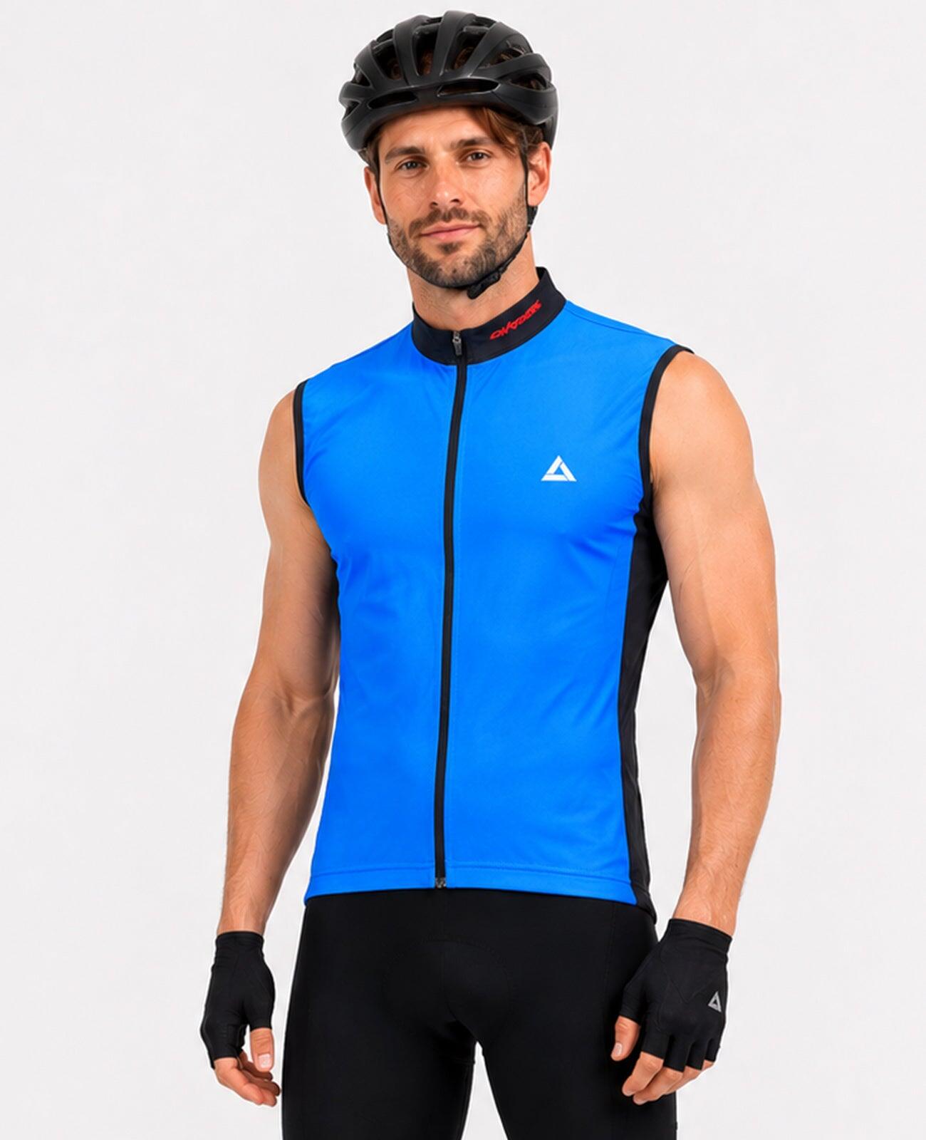 Herren Fahrradtrikot Kurzarm Radtrikot Ärmellos Comfort Line Blau Schwarz 1/4