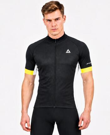 Herren Fahrradtrikot Kurzarm Radtrikot Pro Team Line Schwarz Weiss