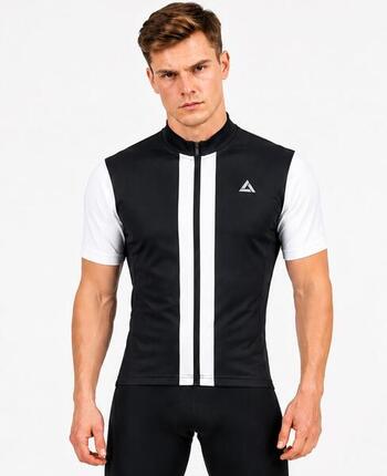Herren Fahrradtrikot Kurzarm Radtrikot Pro Line II Schwarz Weiss