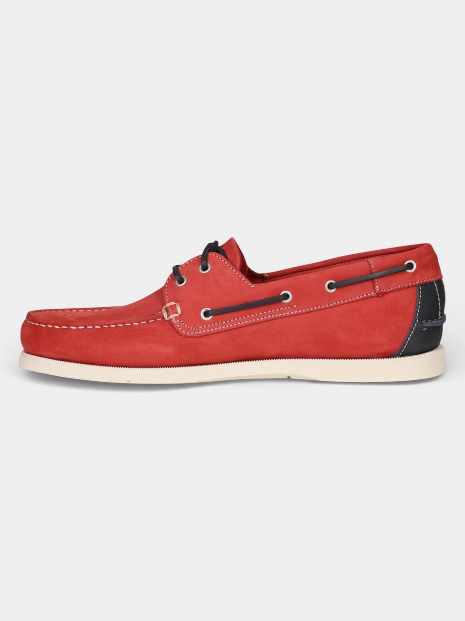 Chaussures bateau - homme - lacets cuir - phenis - rose/rouge 4/7
