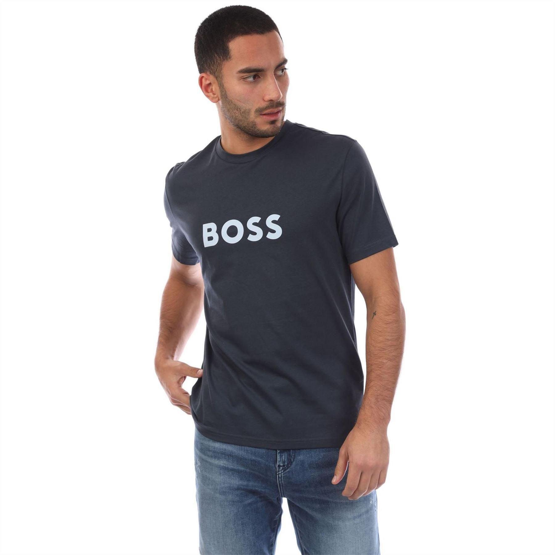 Boss Mens Logo Printed Cotton Regular T-Shirt
