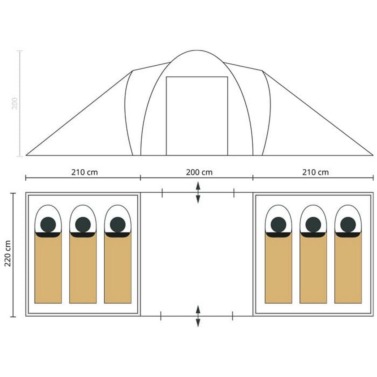 Tente dôme Hammerfest 6 Sleeper Protect - 6 pers. - 2 cabines noires - sol cousu 7/8