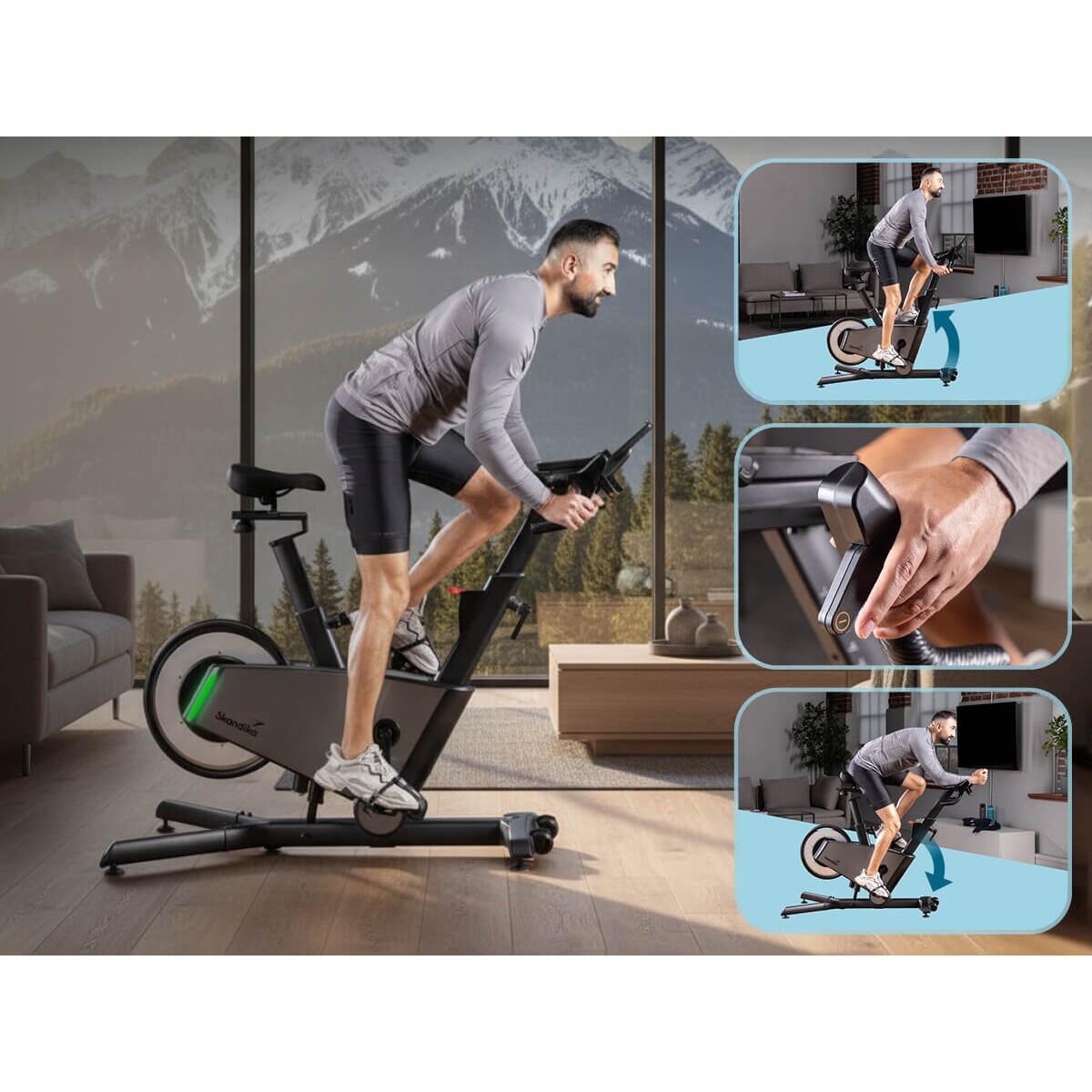 Vélo de biking Kliva 800-S - Vélo d'intérieur 800W SMART avec LED et inclinaison 2/8