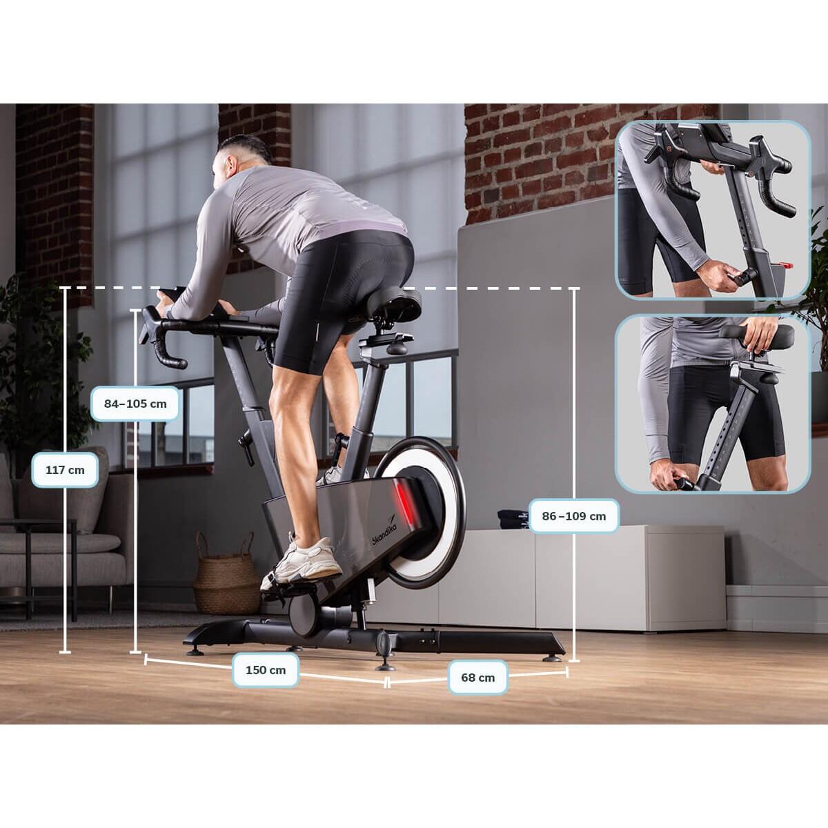 Vélo de biking Kliva 800-S - Vélo d'intérieur 800W SMART avec LED et inclinaison 6/8